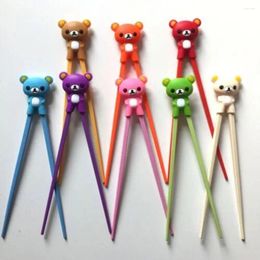 Chopsticks Silicone Baby Learning Training Cartoon Bear Beginner Chopstick Tableware Kids Eating Helper