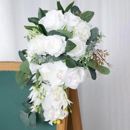 Decorative Flowers Artificial Bride Hand Flower Bridal Holding Wedding Bouquets For Ceremony Party Decorations