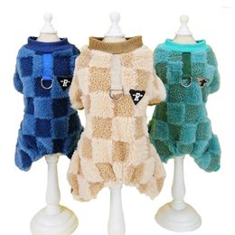 Dog Apparel Winter Jumpsuit Plaid Thermal Fleece Puppy Pyjamas For Small Dogs Cold Weather Clothes Overalls York Onesie Outfits