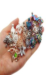 20pcs Mixed colors models Zinc Alloy Pearl Cage Pendants Aromatherapy Essential Oil Diffuser Jewelry Necklace DIY Jewelry7697689