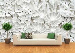 Dropship 3D Stereoscopic Leaf Pattern Plaster Relief Mural Wall Paper Living Room TV Background Wall Painting Wallpaper Home Decor8902118