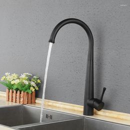 Kitchen Faucets Matte Black Commercial Stainless Steel Unleaded Single Handle Mixer Faucet And Cold Water