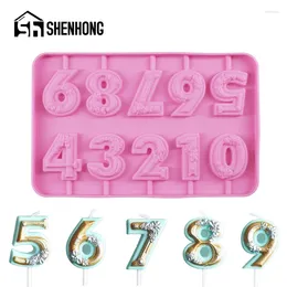 Baking Moulds SHENHONG Candy Bar Rose Numerals Lollipop Moulds Candle Silicone Mould Birthday Cake Topper Decorating Tools Accessories