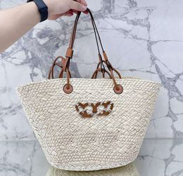 Totes Straw Bag Plain Knitting Crochet Embroidery Open Casual Tote Interior Compartment Two Thin Straps Leather Floral Fashion Women Purse 334