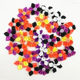 Dog Apparel 100PC/Lot Halloween Bows Grooming Accessories Multicolors Cat Hair Bow Rubber Bands Pet Supplies