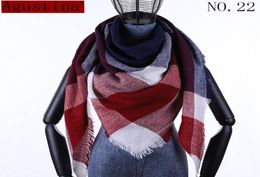 Plaid scarf winter women cashmere shawl poncho triangle scarfs luxury capes brand ladies scarves womens shaws tartan3414176