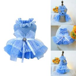 Dog Apparel Pet Dress With Bow Decoration Princess Traction Ring Charming Cat Wedding Costume For Summer