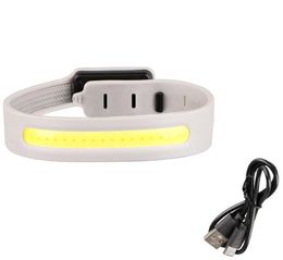 Elastic Headlamp LED Running Light with 230° Wide Lighting Rechargeable Wristband lights with Silicone Strip for Sports Flashing Safety Armband