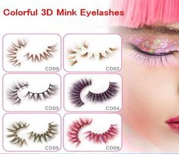 Colourful 3D Mink Eyelashes Makeup Thick Eye Lashes Cross Natural Long False Eyelashes Stage Show Fake Eyelash with packaging box8957154