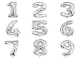 Party Decoration 32inch Silver Foil Number Balloon First Baby Girl Kids Birthday Decorations 1st 1 2 3 4 5 6 7 8 9 10 30 40 Years 9296500