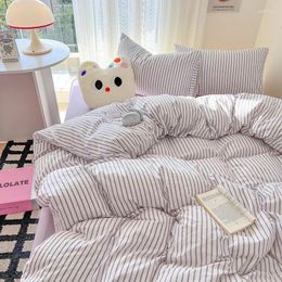 Bedding Sets Green Stripe Series Printed Soft Set Duvet Cover Bedclothes Bedspread Pillowcases Flat Sheets Comforter For Girls