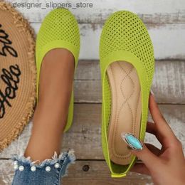 Sandals 2024 Womens Apartment Shoes Spring/Summer New Fashion Round Toe Shallow Shoes Comfortable and Breathable Mesh Casual Barefoot Shoes Q240511