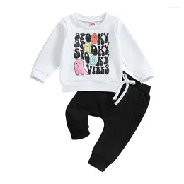 Clothing Sets Pudcoco Baby Boy Halloween Outfits Ghost Letter Long Sleeve Sweatshirt And Elastic Pants For Toddler Fall 2 Piece Tracksuit