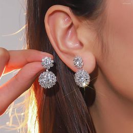 Dangle Earrings Simple Rhinestones Crystal Flower Drop For Women Sparkling Statement Ladies Wedding Party Jewelry Accessories