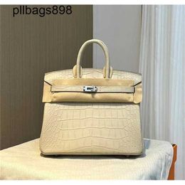 Brknns Handbag Genuine Leather 7A Handswen Misty Face Crocodile 25CM Matte Button8C2F