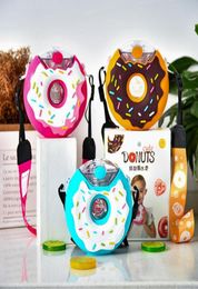 380ml Donut Style Straps Bottle Portable Sports Multi Water Cup Creative Straw Childen Plastic Kettle Drinkware HA13716223895