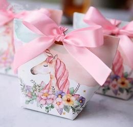 Creative European Cartoon Unicorn Flamingos Candy Boxes Wedding Favors Bomboniera Party Gift Box Paper Package Candy Bag 30pcs2998241