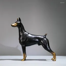 Decorative Figurines ATLIE Doberman Dog Statue Figurine Multicolor Bronze Animal Sculpture Home Decoration