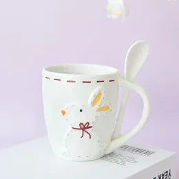 Mugs TingKe Japanese Cartoon Embossed Ceramic Cup Creative High Temperature Resistant Mug Coffee Tea Water