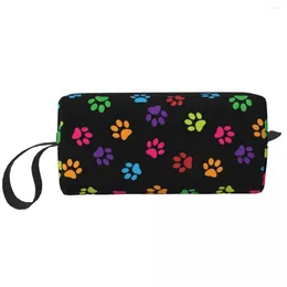 Storage Bags Colourful Pet Dog Paws Pattern Cosmetic Bag Women Fashion Large Capacity Makeup Case Beauty Toiletry