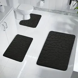 Bath Mats 1PC Embossed Stone Pattern Toilet Mat Door Absorb Water Non-slip Carpet Can Wash Strip Home