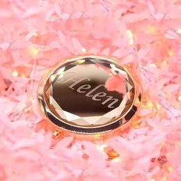 Party Favour Personalised Name Pocket Make Up Mirror Engraved Compact Folding With Bag Bridesmaid Wedding Bridal Shower Gift