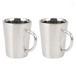 Mugs Retail 2X 340 Ml Stainless Steel Copper Plated Coffee Cup Double Layers 304 High Temperature Resistance Milk Tea Mug Silver