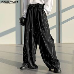 Mens casual pants printed with elastic waist jogger loose street clothing mens fashionable mens pants S-5XL INCERUN 240429