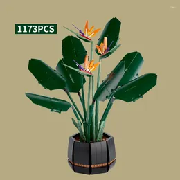 Party Favor 1173PCS Bird Of Paradise Plant Collection Artificial Flower Blocks Home Decor Potted Building Brick Toy Girls Boy Gift 10289