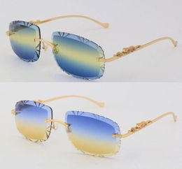 Whole Metal Rimless Leopard Series Sunglasses T8200761 Diamond Cut Outdoor Design Classical Model Glasses Luxury Frame Gradien1185031