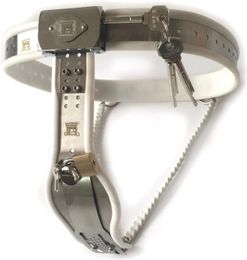 Female Waist Adjustable Stainless Steel Female Chastity Belt Chastity Device BDSM Sex Toys (Color : White, Size : 60-90cm)