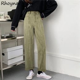 Women's Jeans Women Straight Green Designer Hipster Street Wear Unisex High Waist Baggy Trousers Washed Denim Stylish Chic Ulzzang Mujer