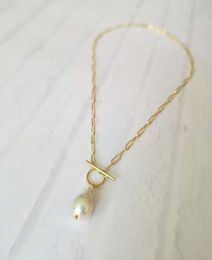Pendant Necklaces Gold Toggle Clasp Boho Necklace Small Pearl Genuine Freshwater For Women Unique Jewelry4715861