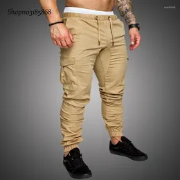 Men's Pants Solid Cargo Casual Safari Style Four Seasons Elastic Waist Trousers Men Side Pockets Sweatpants Male M-5XL HZ-1516