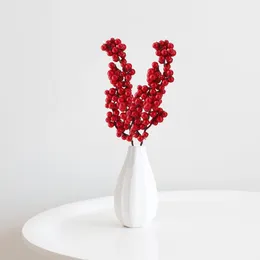 Decorative Flowers Simulation Red Berries Faux Flower Cherry Bouquet Mini DIY Accessories 22cm Festive Christmas Decoration