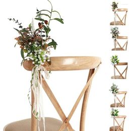 Decorative Flowers Artificial Chair Back Flower Multi-color Aisle Arrangement For Outdoor Wedding Church Ceremony Party Decoration