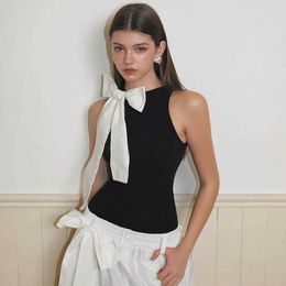 Women's T-Shirt CUTENOVA Fashion Slim Fit Bodysuits Slveless Half High Neck One Line Shoulder Bow Pullover Sexy Versatile Bodysuit For Women T240510