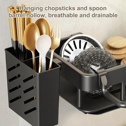 Kitchen Storage Sponge Holder For Sink Movable Brush Dish Cloth Hanger Hanging Caddy Small In Organiser Accessories Rack Basket