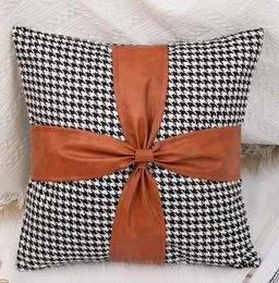 Pillow Vintage Leather Sofa Throw Cover For Bedroom Bedding Premium Plaid Waist