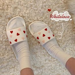 Slippers Summer Fashion Women Cartoon Fruit Cherry Cute Print Heart Casual Beach Sandal Girl Flat Sole Home Slides Outdoor Shoes