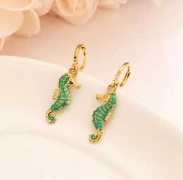 Dangle Chandelier Cute Seahorse Love Animal Earrings For Women Gold Colour Africa HeartJewelry Bijoux DIY Charms Kids Gilrs Gifts5095484