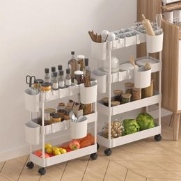 Kitchen Storage WORTHBUY Multi Layer Cart Rack Movable Floor Standing Holder Living Room Trolley Organiser For Snack Drinks