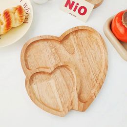 Plates Rubber Wooden Love El Simple Tray Valentines Decor Heart Shaped Serving Platter Service