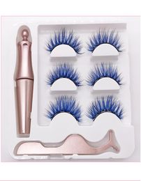 New 3D Colour Magnet Eyelash Magnetic Liquid Eyeliner Magnetic False Eyelashes Tweezer Set Waterproof Long Lasting Eyelash DHL1373050