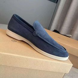 Loro Piano Mens Casual LP Shoes Loafers Piana Flat Low Top Suede Cow Leather Oxfords Moccasins Summer Walk Comfort Loafer Slip On Rubber Sole Flats Eu38-45 219