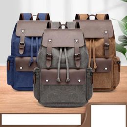 Backpack 2024 Men Retro Canvas Handbag Sports For Large Capacity Outdoor Travel Hiking Wild Duffle Student Bag Schoolbag