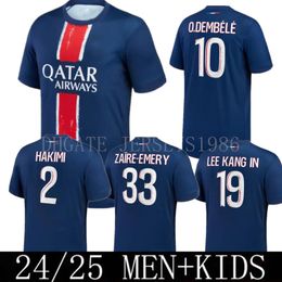 24 25 Maillot MBAPPE Soccer Jerseys Kids Kit 2024 2025 Maglia Paris Home Away Football Shirt HAKIMI FABIAN VITINHA O DEMBELE Men S-4XL