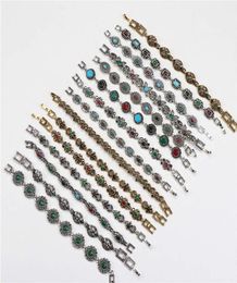 Whole 10pcslots Bulk Vintage Metal Bohemian Ethnic Crystal Charm Bracelet For Women Party Gift Mix Style1138258