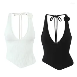 Women's Tanks Knit Suspenders Tops 2024 Fashion Summer Asymmetric Top For Women Elegant Chic Ladies Slip