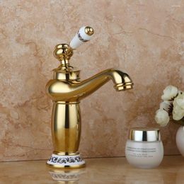 Bathroom Sink Faucets Luxury Modern Home Deck Mounted One Hole Novel Golden Bathtub Tap Faucet Mixer